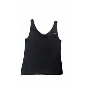Fendi Logo Plaque Ribbon Detailed Tank Top Small